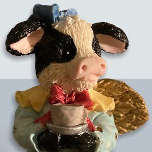 Vintage, Cow Angel Figurine with Tea Pot